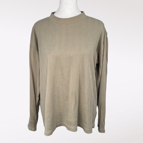 Vintage Northern Reflections Green Ribbed Long Sleeve Top Size Large - Picture 1 of 9